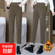 【加絨保暖】秋冬加絨加厚休閑褲顯瘦時(shí)尚高腰長(zhǎng)褲寬松小腳褲 深咖(白色里絨) 5XL(135-150斤可穿)