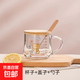 【熱銷(xiāo)】?jì)和Ｄ瘫瓗Э潭任芩瓕殞殯_泡奶粉杯早餐喝奶杯加厚 電腦小熊+竹蓋+木柄勺350ml