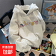 卡通小熊連帽衛(wèi)衣女秋冬季新款寬松百搭上衣休閑學(xué)生外套 小熊 連帽衛(wèi)衣淺灰色 L