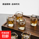 方形玻璃杯小方杯迷你水杯四方杯國潮杯子酒杯65ml 四方杯 6個(gè)