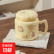 可愛(ài)陶瓷杯帶蓋家用大容量馬克杯高顏值創(chuàng  )意水壺杯辦公喝水杯茶杯 【芝士黃】花蓋陶瓷杯 1個(gè) 500ml