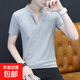 【男神款】奧戴爾棉男士短袖t恤男立領(lǐng)POLO衫夏季上衣男V領(lǐng)修身 Q636淺灰 高檔T恤 2XL 建議135-150斤