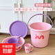多巴胺學(xué)生套裝水桶臉盆水勺漱口杯開(kāi)學(xué)寢室大容量把手帶蓋子水桶 櫻花粉 3件套水桶+蓋子+臉盆
