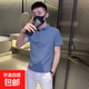 polo衫男韓版潮流夏季修身純色短袖2025新款潮牌簡約百搭翻領(lǐng)t恤 佐文森工廠店Y116霧藍(lán) XL 【120-135斤】