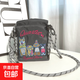 日系ins百搭刺繡束口小方包手機包女時(shí)尚尼龍包高級感單肩斜跨包 灰色柴犬斜挎包/ 均碼