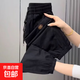 涼感冰絲薄款休閑褲男士夏季潮流寬松束腳九分運(yùn)動(dòng)工裝褲子男 倪CK-75黑色 （升級(jí)版高質(zhì)量款） 2XL （建議135-150斤以內(nèi)）