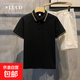 短袖polo衫男士夏季韓版痞帥成熟穩重上衣男裝高級感重磅半袖t恤 黑色2602 M
