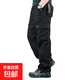 【透氣舒適耐磨】春秋款休閑寬松直筒褲耐磨多口袋戰(zhàn)術(shù)工裝褲長褲 六口袋黑色 34 【腰圍2尺7】