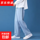 牛仔褲男春夏季直筒寬松休閑褲子男港風(fēng)潮流闊腿褲美式高街長(zhǎng)褲子 111淺藍(lán) L