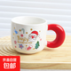 大容量圣誕馬克杯帶蓋勺可愛情侶陶瓷喝水杯送女生新年禮物杯子男 圣誕老人 1個(gè) 400ml 單杯+不銹鋼勺子