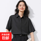 短袖襯衫女2025夏季職業(yè)裝正裝工作服商務(wù)襯衣工裝藍(lán)色上衣 黑色 23031 L 推薦（130-150）