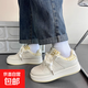 原創(chuàng)厚底小白鞋女款2025新款休閑百搭板鞋學(xué)生chic鞋子小眾面包鞋 米黃 38