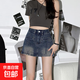 辣妹ins復(fù)古牛仔短裙女a(chǎn)字包臀裙褲防走光短褲高腰半身牛仔裙潮 復(fù)古懷舊 S