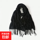 時(shí)尚高品質(zhì)氣質(zhì)竹節紗輕薄初秋季純色流蘇圍巾70*200cm大尺寸披肩 黑色