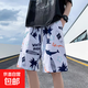 沙灘短褲男女同款海灘度假夏威夷沙灘褲外穿情侶花短褲五分速干褲 DK15 5XL