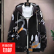 2025春季連帽外套青少年薄款時(shí)尚男寬松休閑潮流百搭開(kāi)衫上衣夾克 潮人薄款小熊夾克黑 常規 2XL