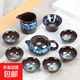 窯變茶具陶瓷功夫茶具套裝德化陶瓷茶杯蓋碗泡茶具套裝家用整套 大套裝（茶壺+六杯+茶漏+公杯）