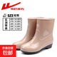 上?；亓?23短筒雨鞋女防水防滑pvc耐磨雨靴塑膠防摔中筒女款批發(fā) 523卡其色 39