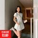 學(xué)院風(fēng)白色泡泡袖襯衫連衣裙女夏季氣質(zhì)收腰小個(gè)子甜美短裙 白色 L