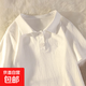 男女童翻領(lǐng)polo衫夏季新款短袖中大童上衣兒童寶寶純棉百搭打底衫 純白色 150 cm