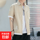 短袖襯衫男士2025新款夏季韓版薄款痞帥短袖襯衫潮牌工裝外套衣服 卡其色 2XL