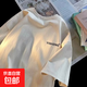 曼迪尚潮牌短袖港風(fēng)新款字母印花打底衫男士五分袖T恤圓領(lǐng)情侶衫 酷派網(wǎng)批-T51杏色 XL 【120-130斤】