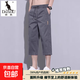 袋鼠七分褲男夏季薄款2025新款運動寬松休閑夏天工裝過膝八分短褲 7601深灰色 YM XL （適合110-130斤）