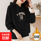 衛衣女連帽加絨加厚寬松上衣服秋冬裝外套學(xué)生韓版潮 福字連帽 加絨 衛衣黑色 XL