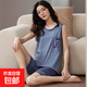睡衣女夏季2025年新款棉質(zhì)背心短褲可外穿學(xué)生大碼無(wú)袖家居服套裝 背心套裝：C321 XL （115-130斤）