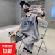 男童背心套裝夏季2025新款韓版兒童夏裝無(wú)袖衣服夏裝男孩運動(dòng)服潮 CQS-TZ32【灰咖色】 170