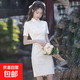 白色短袖旗袍女夏季復(fù)古蕾絲改良年輕款少女中國風(fēng)連衣裙J265 白色 L （106-112斤）
