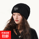 日系慵懶風(fēng)毛線(xiàn)帽子冬天女ins韓版寬松圓臉大臉顯臉小針織帽 黑色