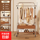 中古風(fēng)衣帽架可移動(dòng)衣架落地掛衣架臥室晾衣架床邊晚上放衣神器 100cm電鍍棕（升級出口品質(zhì)）
