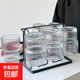 【采銷(xiāo)優(yōu)選】豎紋竹節杯疊疊杯玻璃水杯套裝餐廳飲料杯杯架水杯 杯架+豎紋疊疊杯 400ml 6只