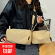 燈芯絨爆款帆布包包女式2026新款單肩斜挎包女高級感通勤枕頭包 卡其大款/