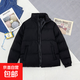 秋冬季短款棉衣男士外套羽絨棉服學(xué)生寬松大碼立領(lǐng)港風(fēng)保暖棉襖男 黑色 M