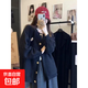 錦裳淑復古減齡甜美溫柔風(fēng)毛衣開(kāi)衫秋冬季慵懶休閑chic寬松針織外 黑色 XL