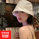 大頭新款日系漁夫帽子女夏季休閑薄款遮陽帽防曬盆帽遮陽水桶帽子 米色 均碼