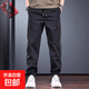 夏季冰絲薄款束腳休閑褲男春夏痞帥工裝運動(dòng)速干哈倫褲透氣九分褲 黑色 2XL 建議【140-165斤】