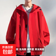 美式三合一沖鋒衣外套男2025秋冬新款戶外防風防水登山服夾克上衣 LM-233大紅 L 【建議115-130斤】