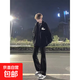 cleanfit黑色微喇牛仔褲男款vibe修身褲子美式高街顯瘦高直筒長(cháng)褲 黑色 XL