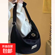 尼龍防水帆布包時(shí)尚潮包春夏森系文藝餃子包大學(xué)生上課單肩斜挎包 黑色尼龍餃子包+零錢包//