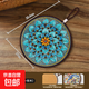 復古隔熱墊耐高溫砂鍋防燙墊琺瑯鍋墊子陶瓷新中式餐桌防滑餐盤(pán)墊 盛世蓮花 (陶瓷+軟木)直徑17cm