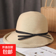 草帽女士夏卷檐款赫本風(fēng)日式沙灘時(shí)尚涼帽遮太陽(yáng)防曬大沿漁夫帽子 #629卡其色 可折疊/顯臉?。?4-58cm）
