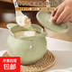 豬油罐家用廚房耐高溫調(diào)料罐帶蓋辣椒油罐辣子罐油鹽罐調(diào)味罐 【特價(jià)】雙耳奶綠色大號(hào)1400ml