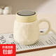 可愛(ài)美格馬克杯帶蓋辦公高顏值杯子女生家用陶瓷咖啡水杯伴手禮物 美格鏡面杯【奶白】