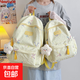 2025新款可愛(ài)書(shū)包女初中生大容量雙肩包高中學(xué)生校園背包 黃色小號包加掛件 標準