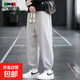保威特犀牛（POVOTE）休閑褲男士春秋季新款休閑寬松純色抽繩衛(wèi)褲 SW00灰色 L