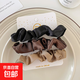 咖色系真絲小腸發(fā)圈女夏扎頭不傷發(fā)頭繩簡約高彈力橡皮筋發(fā)飾 深咖三色套裝