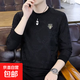 特價(jià)撿漏春秋季男上衣圓領(lǐng)提花男士衛衣時(shí)尚長(cháng)袖休閑百搭POLO衫 612黑色 3XL 【150-170斤】